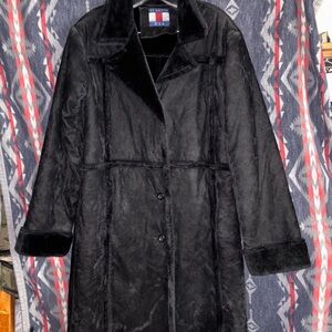 Elegant Women's Black Leather Coat